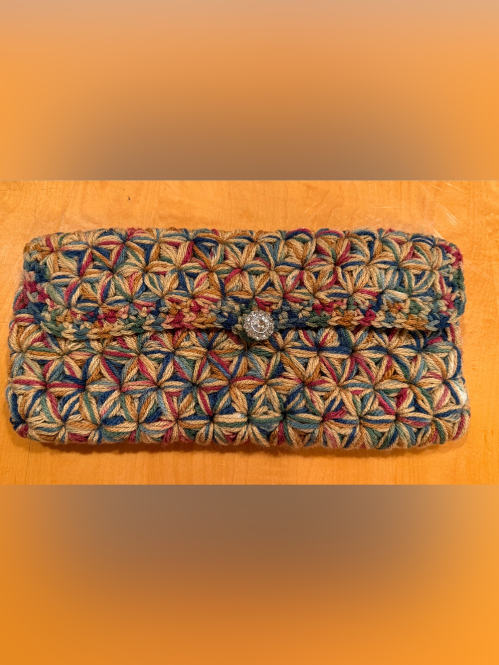 Handcrafted Multicolor Knit Headband with Decorative Button